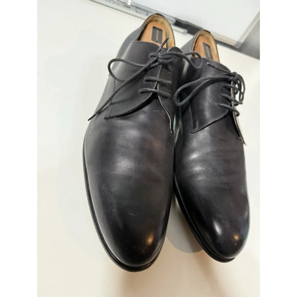 $1250 | RALPH LAUREN‎ PURPLE LABEL DELLER 12D D PLAIN TOE DERBY BLACK CALFSKIN